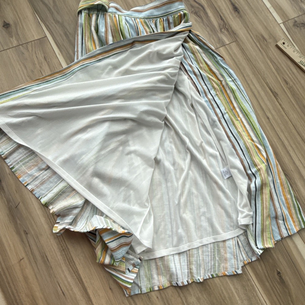 Lauren Conrad pastel rainbow stripe Faux wrap tie midi skirt And Shirt NWT - Picture 7 of 10